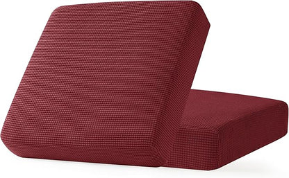 CHUN YI 2Piece Stretch Couch Cushion Covers, Sofa Seat Slipcovers for Pets, Suitable for Armchair Loveseat Sofa with Spandex Jacquard Washable Fabric (2Piece,Wine)