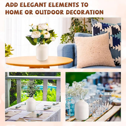 Tioncy 30 Set 3.9"*2.76" White Ceramic Bud Vases Bulk Valentine's Day Decoration Boho Wedding Centerpieces White Ceramic Vases for Dry Flowers Pampas Grass Home DIY Wedding Table Decor (Stylish)