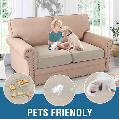 H.VERSAILTEX Fleece Couch Cushion Covers Stretch Loveseat Covers for 2 Cushion Couch Loveseat Covers Comfortable and Durable Fabric (2 Piece Loveseat Cushion Cover, Island Fossi)
