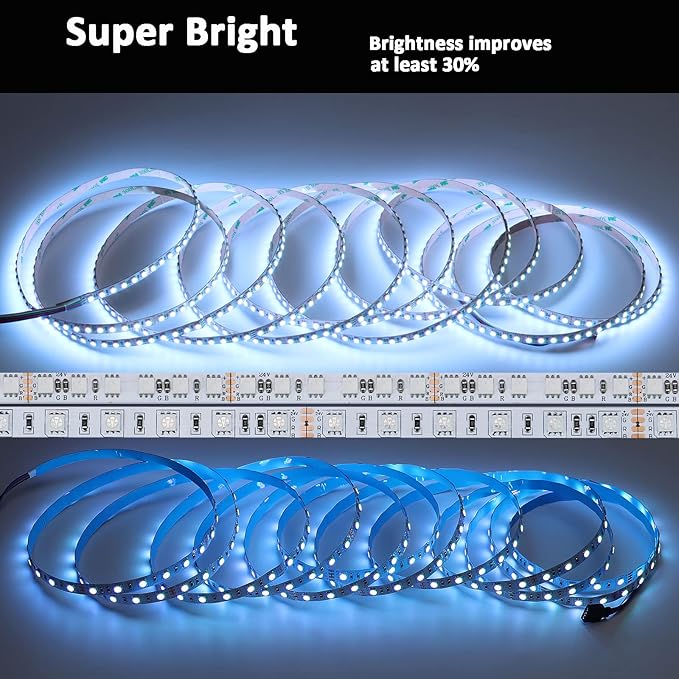 JOYLIT Super Bright RGB LED Strip Lights 16.4ft, UL Listed 24V SMD 4040 120LEDs/M High Density Multi Color Changing Light Strips 90W Adhesive Tape Light for Club, Bar, Entertainment (Only LED Strip)