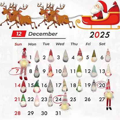 Gnome Christmas Advent Calendar 2025 Gifts Box for Adult Women Girls, 24 Day Christmas Countdown Calendar with Light-Up Handcraft Gnome Ornaments Decoration for Tree, Xmas Gifts for Women Girls Adults Friends