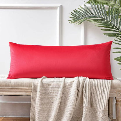 Artscope Luxury Velvet Lumbar Pillow Cover Super Soft Decorative Rectangle Pillowcases Soft Solid Cushion Cases for Couch Sofa Bedroom Car Decor 14x36 Inch Red