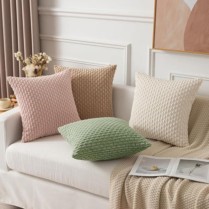 Kevin Textile Spring 14x20 Inch Pillow Cover 1 Pack Boho Decorative Soft Striped Corduroy Lumbar Farmhouse Solid Color Accent Rectangle Cushion Case for Living Room Couch Sofa Bed, Sage Green
