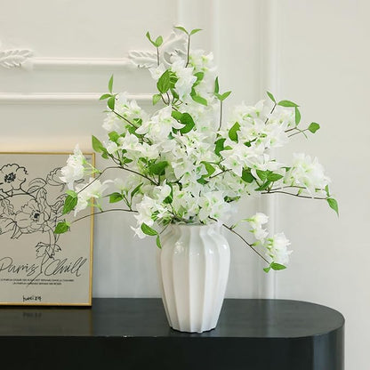 10PCS Bougainvillea Artificial Flowers 30" Silk Fake Bougainvillea Branches Faux Flowers Vines for Home，Garden，Wedding，Party，Indoor and Outdoor，Floral Arrangement and DIY Decor（White）
