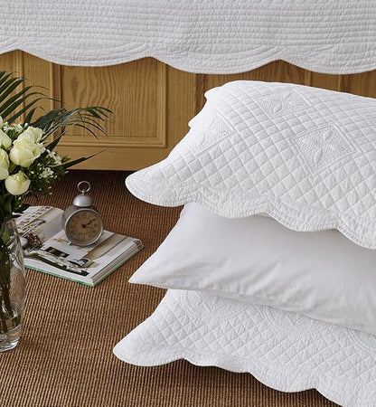 Calla Angel Sage Garden Luxury Pure Cotton Quilt, Queen, White