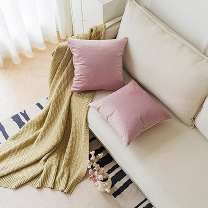 NiNi ALL Decorative Throw Pillow Covers Pack of 2, Velvet Throw Pillow Cases for Couch Pillows Cover Bedroom Living Room Outdoor Pillow Covers 22x22 Inch Dusty Pink