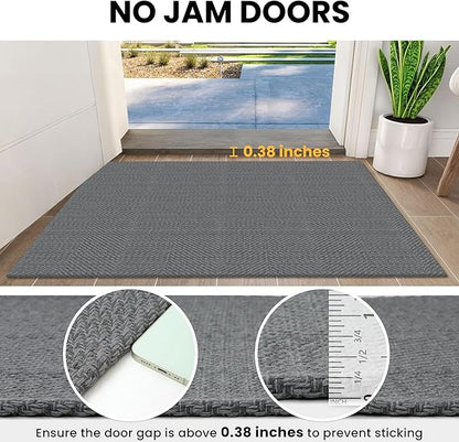 IOHOUZE Washable Runner Rug 2x6 Non Slip Runners for Hallways Entryway Runner Indoor, Kitchen Rugs Woven Cotton Floor Carpet for Kitchen Hall Entrance Bedroom, Charcoal/Dark Grey