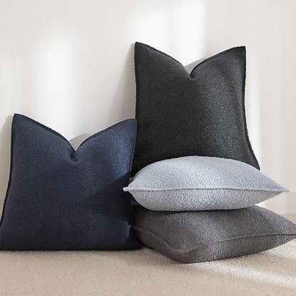 JUSPURBET Light Blue Decorative Pillow Covers 22x22 Set of 2 Throw Pillow Covers for Couch Sofa Bed Cozy Boucle Textured Cushion Covers Cases with Hidden Zipper for Living Room Home Decor