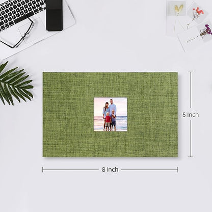 Mublalbum Small Photo Album 4x6 100 Photos Linen Cover Picture Book with Horizontal Pockets for Wedding Family Anniversary and Baby (Green)