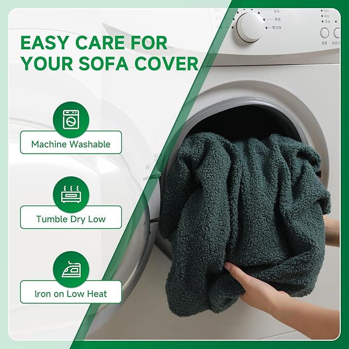 Couch Cushion Covers for Sectional Sofa, Stretch Soft Sofa Slipcovers Washable Wear-Resistant Universal Furniture Protector for Living Room(1 Piece Chaise Cover, Green)