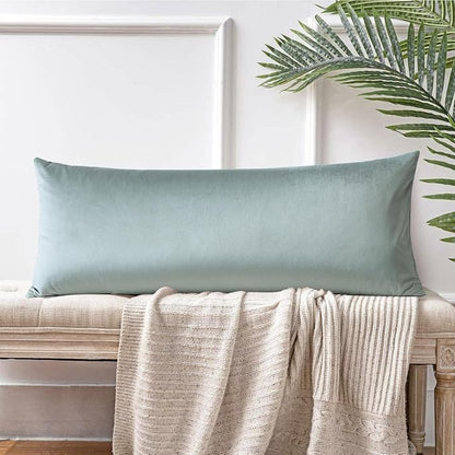 Artscope Luxury Velvet Lumbar Pillow Cover Super Soft Decorative Rectangle Throw Pillow Covers Case Cushion Covers for Sofa Couch Bedroom Car Decor 14x36 Inch Light Grey