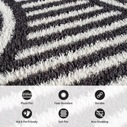 Rugshop Abstract Arch Shag Area Rug Anthracite Dark Gray 5' x 7' Great for Bedrooms, Living Rooms, or Under Coffee Tables