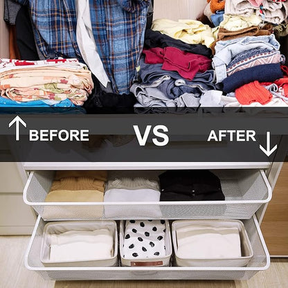 HNZIGE Fabric Storage Baskets for Shelves(3 Pack) Large Collapsible Storage Baskets for Organizing, Decorative Baskets Bins Set with Handles for Closet, Clothes, Toy, Home(White&Gray,15" x 11" x 9.5")
