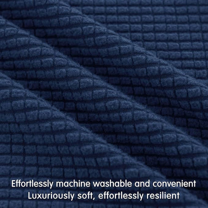 Hokway Stretch Couch Cushion Covers, 3 Piece Individual Sofa Cushion Slipcovers，Jacquard Sofa Seat Slipcover Set, Non-Slip Protector for Cushion (Darkblue,Small-3PC)