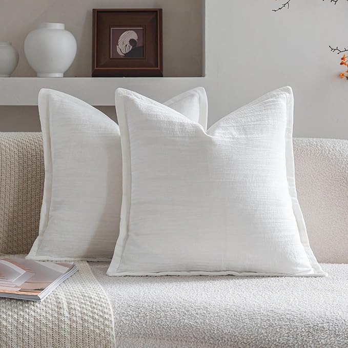 Neelvin Pack of 2 Decorative Velvet Throw Pillow Covers 22x22 Inch White Luxury Modern Cushion Case ﻿Rectangle Pillowcase for Living Room Home Decor