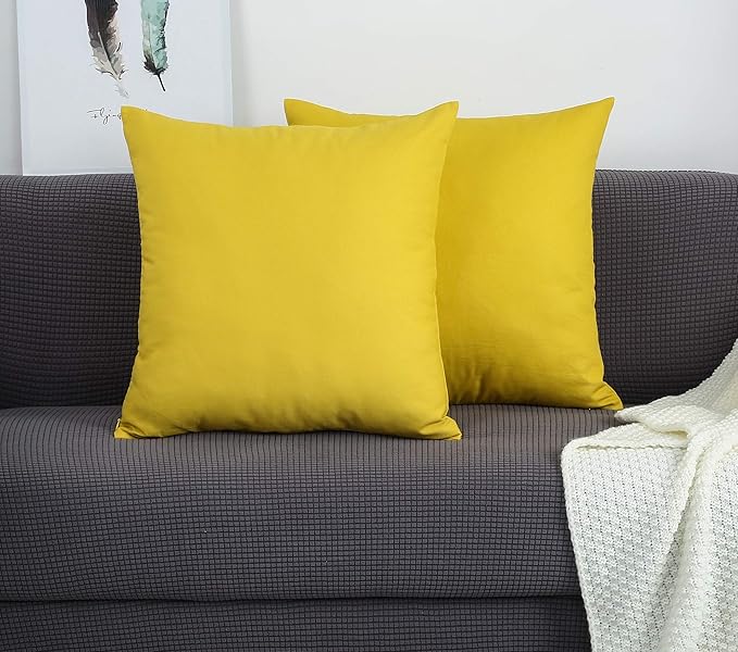 TangDepot Handmade Decorative Solid 100% Cotton Canvas Throw Pillow Covers/Pillow Shams, (26" x26" , Deep Yellow, 1 Count (Pack of 1))