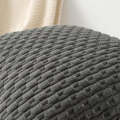 Kevin Textile 14x20 Inch Pillow Cover 1 Pack Boho Decorative Soft Striped Corduroy Lumbar Farmhouse Accent Rectangle Cushion Case for Living Room Couch Sofa Bed, Dark Grey