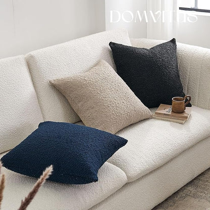 DOMVITUS Boucle Pillow Covers 20x20, Black Decorative Couch Pillows for Living Room, Throw Pillow Covers for Bedroom Chair Sofa Accent Couch Pillows Soft Cushion Case, 1PC
