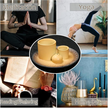 4 in 1 Multifunctional Ceramic Incense and Candle Holder with Ash Catcher Tray Suit for Burning White Sage, Palo Santo Sticks (Brown)