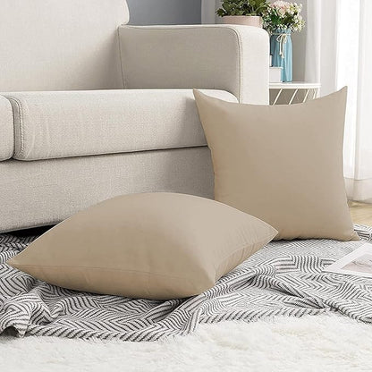Upgrade Your Bedding Experience with The Made of 100% Cotton Euro Shams 2 Pack Cushion Cover 26"x 26"Size fits Decorative Cover. Envelope Closure Taupe