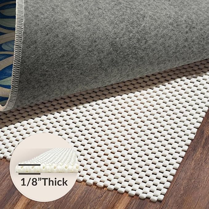 Flatwoven High Traffic Area Rug 6x9, Dark Beige Geometry and Dirt Trapper Design, Non Slip, Stain Resistant, Washable Area Rugs for Living Room, Bedroom (Beige, 6x9)