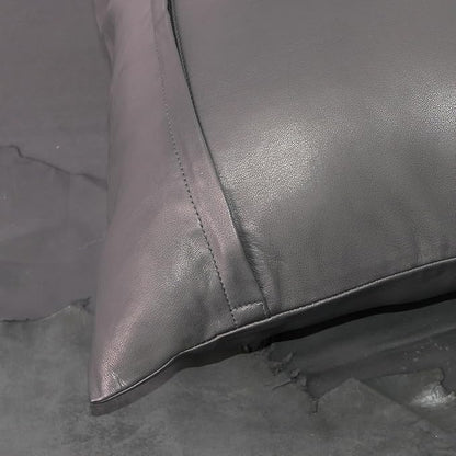 LL LEATHER LOVERS Lambskin Leather Pillow Cover - Sofa Cushion Case - Decorative Throw Covers for Living Room & Bedroom, 22x22 Inches - Black Pack of 2