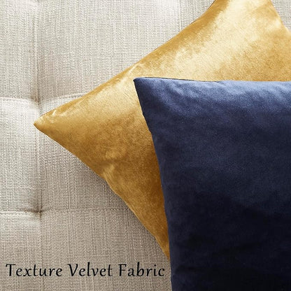 GIGIZAZA Navy Blue Velvet Pillow Covers 26x26,Square Solid Throw Pillow Covers Decorative Modern Pillows Big Vintage Cases for Couch Pack of 2