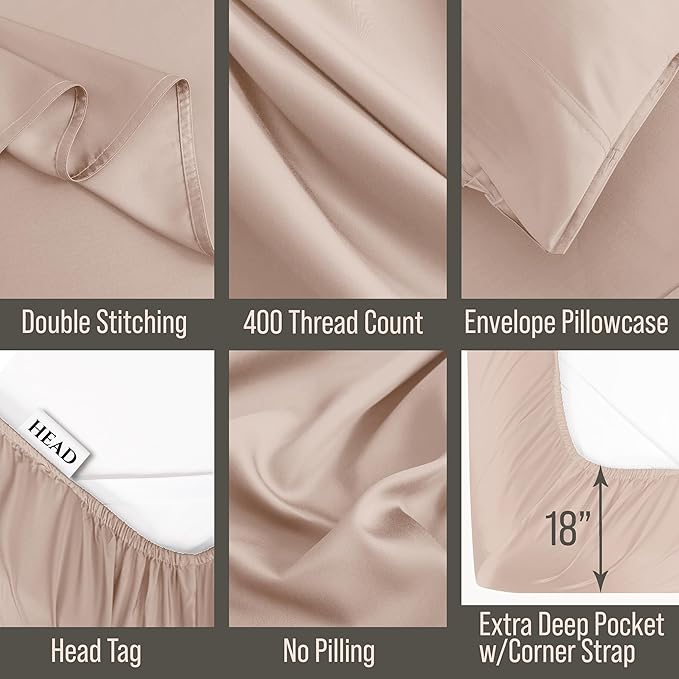 Bella Coterie Luxury Bamboo Viscose Full Size Sheet Set | 100% Organically Grown | Ultra Soft | Cooling for Hot Sleepers | 18" Deep Pocket [Dusty Rose]