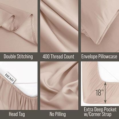 Bella Coterie Luxury Bamboo Viscose Twin XL Size Sheet Set | 100% Organically Grown | Ultra Soft | Cooling for Hot Sleepers | 18" Deep Pocket [Dusty Rose]