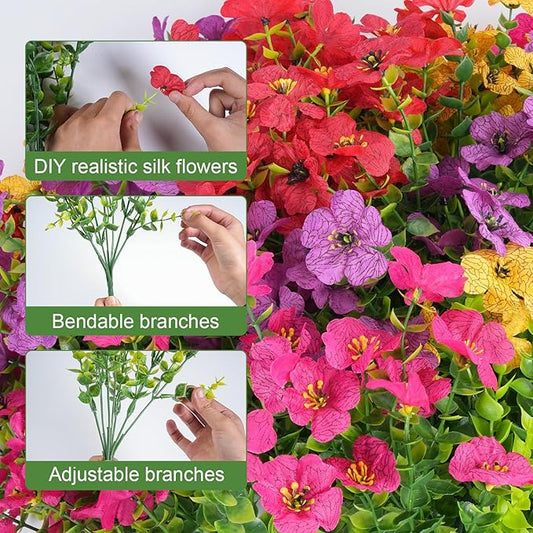 Artificial Flowers for Outdoor Indoor Realistic Faux Flower Spring Summer Garden Home Decoration, Hanging Daisy Flower with Eucalyptus Leaves Fake Plants Greenery Balcony Porch Patio Front Door Decor