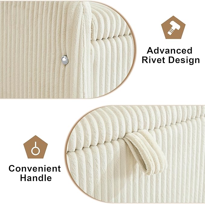 44" Storage Ottoman Bench, Upholstered End of Bed Storage Benches, Rectangle Ottoman with Storage for Bedroom, Entryway, Corduroy Beige