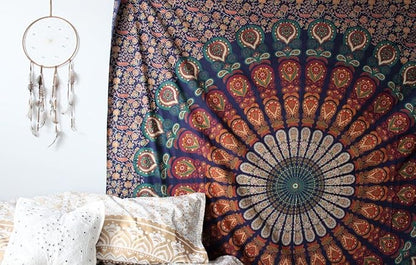 raajsee Turquoise Blue Tapestry- Tapestrys Mandala Wall Hanging- Hippie Tapestry For Bedroom Aesthetic-Size Medium (52x60 Inches / 132x152 Cms)