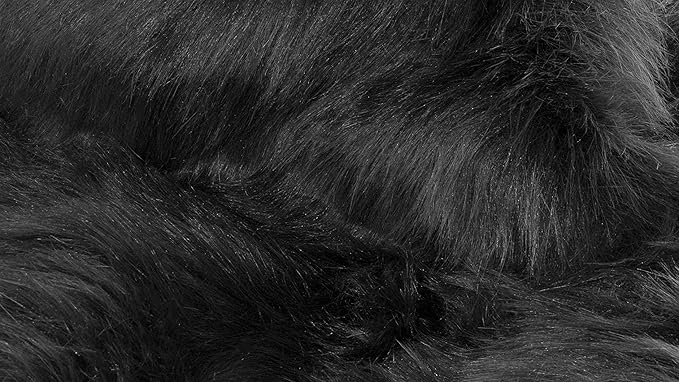 Luxe Gordon Faux Fur Rug with Soft and Fluffy Pile | Machine Washable Living Room Rug with Anti-Slip Backing | Cruelty-Free Area Rugs for Office or Bedroom, Black, 2 ft x 6 ft