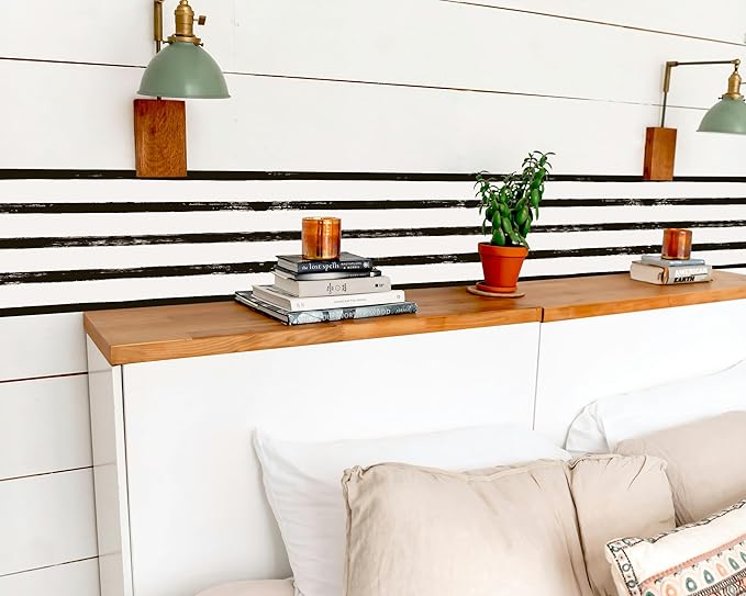 FLFK Wallpaper Border - Black and White Striped Wall Borders Decal Peel and Stick Trim 10" x 240"
