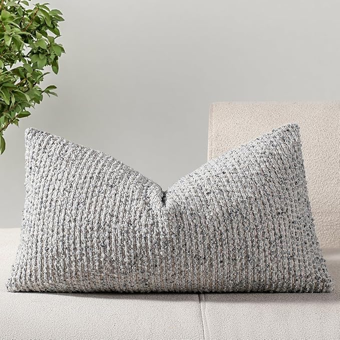 14x36 Blue Decorative Body Pillow Cover for Bed Textured Boucle Striped Chic Morden Boho Accent Farmhouse Rectangular Long Lumbar Throw Pillow Case for Bedroom Living Room Home Decor Couch Sofa