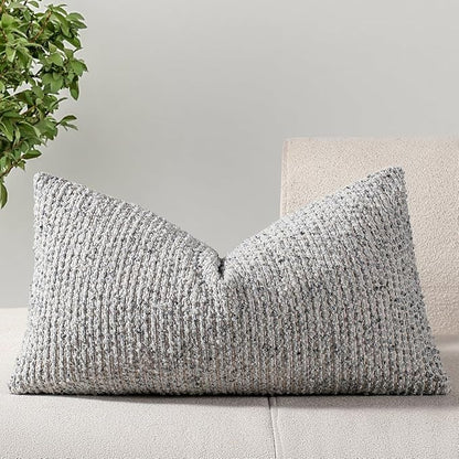 14x36 Blue Decorative Body Pillow Cover for Bed Textured Boucle Striped Chic Morden Boho Accent Farmhouse Rectangular Long Lumbar Throw Pillow Case for Bedroom Living Room Home Decor Couch Sofa