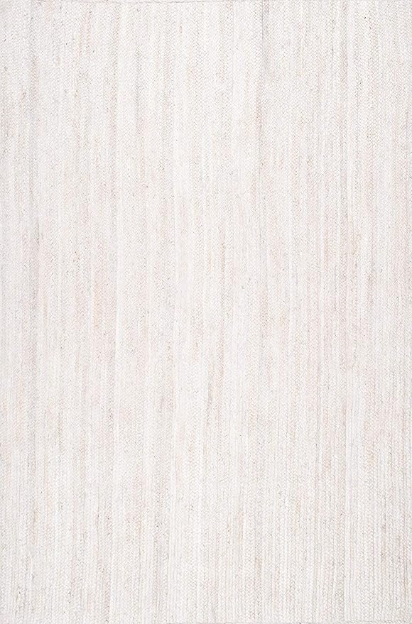 nuLOOM 10x14 Rigo Jute Hand Woven Area Rug, Off White, Solid Farmhouse Design, Natural Fiber, For Bedroom, Living Room, Dining Room, Hallway, Office, Kitchen, Entryway