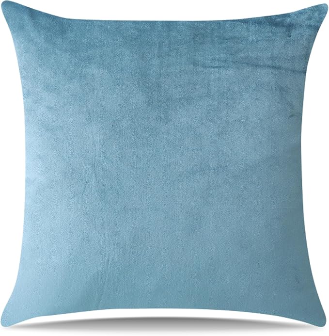 Artscope Luxury Velvet Pillow Covers Super Soft Decorative Square Throw Pillow Covers Case Cushion Covers for Sofa Couch Bedroom Car Decor 24x24 Inch Light Blue