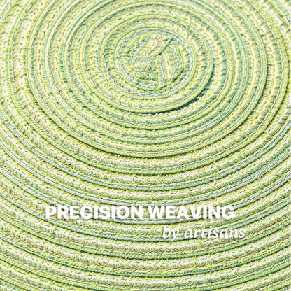 Round Placemats Set of 4 Woven Placemats Washable Braided Table Mats for Dining Table Heat Resistant Non-Slip Circle Place Mats(Green)
