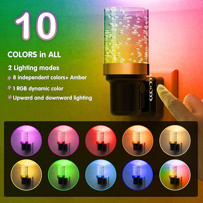 L LOHAS LED Night Light, 2 Pack Dimmable Night Lights Plug into Wall, Color Changing Nightlight RGB with Auto Light Sensor for Halloween, Christmas, Holiday, Hallway Bedroom Kids Room
