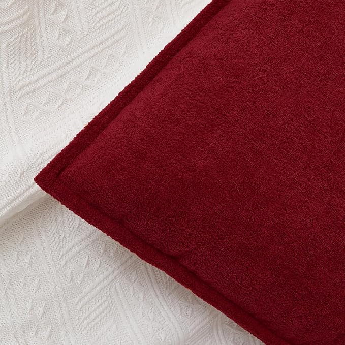 Kevin Textile Christmas Decorative Pillow Covers Burgundy 12x20 Inch Pack of 2 Soft Boucle Textured Waterproof Lumbars Cushions Accent Pillows for Couch Sofa Chair Bed Home Decor Indoor Outdoor
