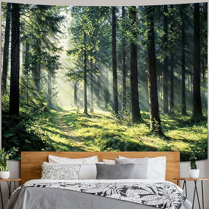 kampdream Landscape Tapestry, Scenery Art Wall Tapestries, Nature Wall Decor for Bedroom Living Room Backdrop Dindal effect forest 60×80 inches