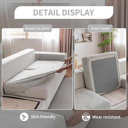 Couch Covers for Sectional Sofa, Washable Stretch Soft Sofa Cushion Covers L Shape Sofa Slipcovers Anti Slip Furniture Decor Protector for Pets (3 Seaters Covers+1 Chaise Cover,Light Gray)