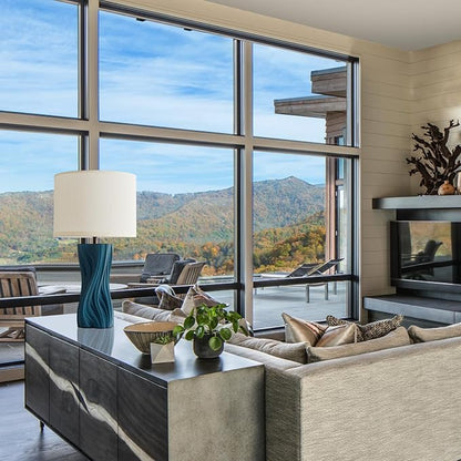 Modern Large Ceramic Plug in Blue Table Lamps for Living Room Bedroom 26.75"