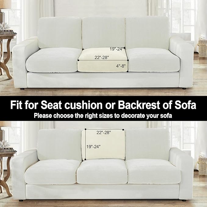 NAISI Couch Cushion Covers 1 Piece Velvet Stretch Sofa Seat Covers or Backrest Covers Soft Individual Couch Covers for Sectional Sofa(1 PC for Seat Cushion or Backrest,Cream)