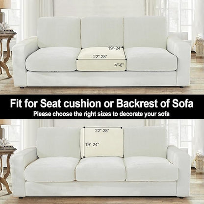 NAISI Couch Cushion Covers 1 Piece Velvet Stretch Sofa Seat Covers or Backrest Covers Soft Individual Couch Covers for Sectional Sofa(1 PC for Seat Cushion or Backrest,Cream)