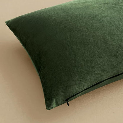 MIULEE Velvet Throw Pillow Covers 18x18 Inch, Pack of 2 - Moss Green, Soft Solid Decorative Pillow Covers Square Cushion Cases Farmhouse Modern Home Decor for Spring Couch Sofa Bedroom Living Room