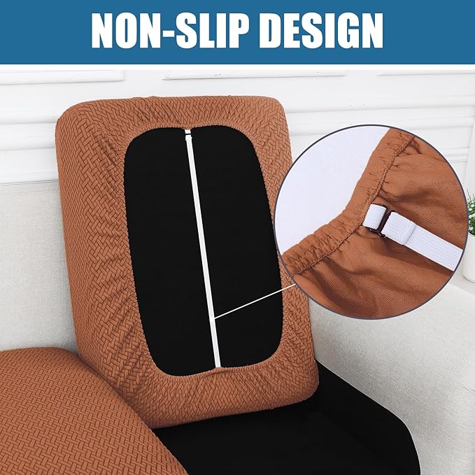 Smiry Waterproof Couch Cushion Covers, Stretch Jacquard Thick Sofa Cushion Covers, Washable Seat Slipcover Elastic Furniture Protector for Pets, Kid (2PC, Rust)