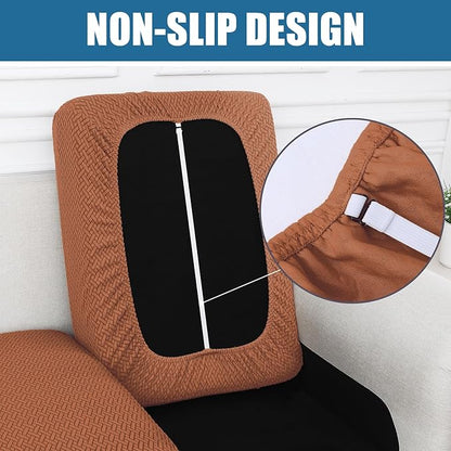 Smiry Waterproof Couch Cushion Covers, Stretch Jacquard Thick Sofa Cushion Covers, Washable Seat Slipcover Elastic Furniture Protector for Pets, Kid (2PC, Rust)