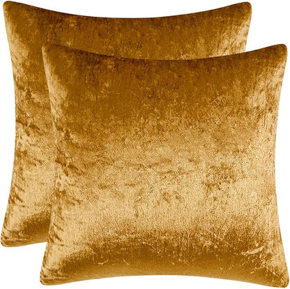 MIULEE Velvet Throw Pillow Covers 22x22 Inch, Pack of 2 - Dark Gold, Soft Solid Decorative Pillow Covers Cushion Cases Modern Luxury Home Decor for Couch Sofa Bedroom Livingroom